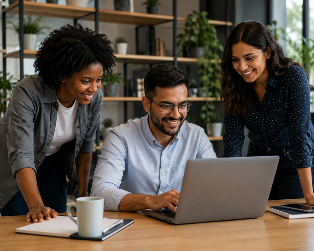 Business team collaborating in a modern office