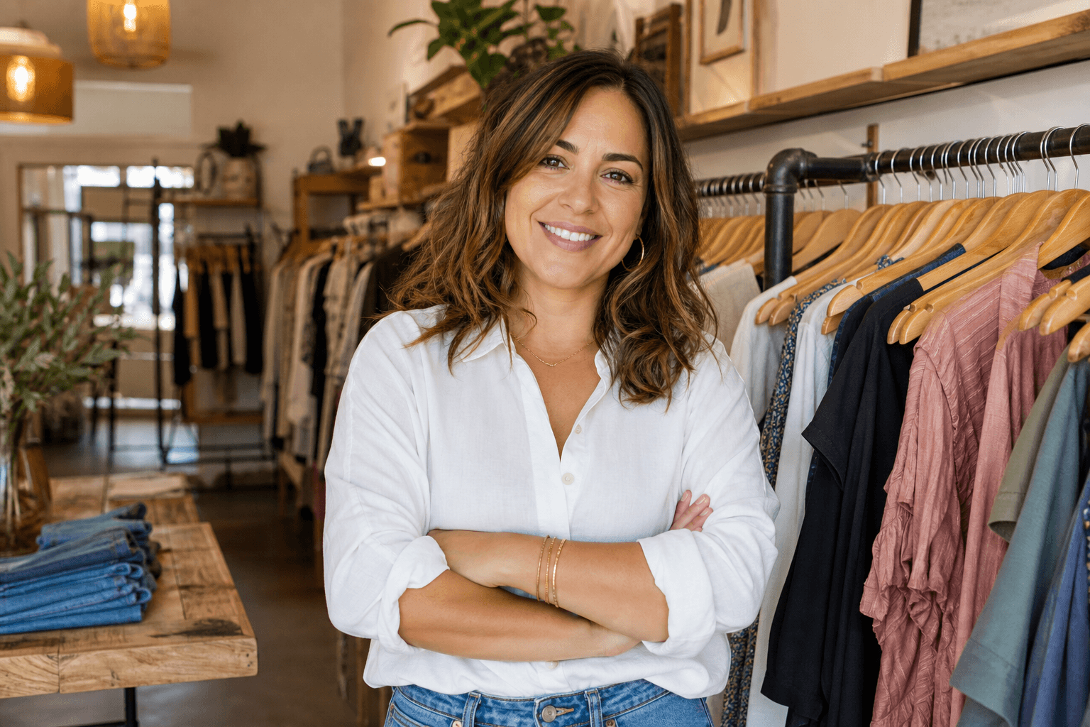Boutique retail founder in her store