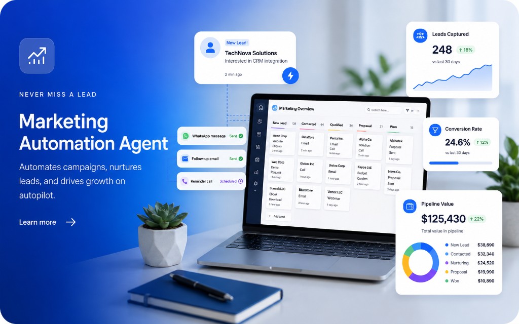 Marketing Automation AI Agent planning, publishing, and engaging across social channels