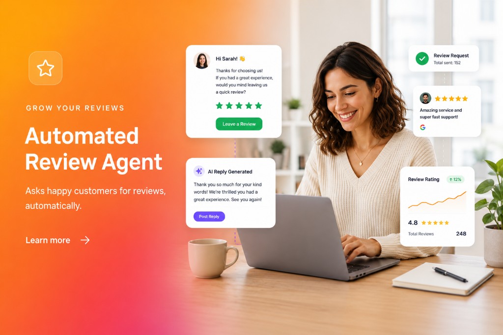 Automated Review AI Agent growing five-star reviews
